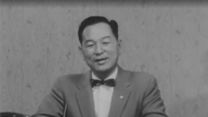 black and white video still of spark matsunaga in 1959