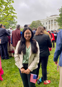 person standing in front of the White House