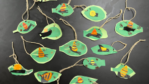 small ornaments of birds and trees