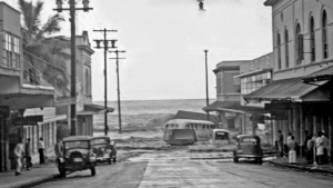 tsunami waters in downtown Hilo