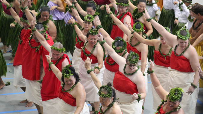 People performing hula