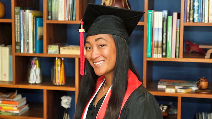 Kahele-Madali in commencement cap and gown