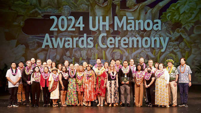 group photo of awardees onstage