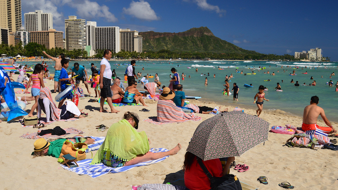 people on waikiki beach