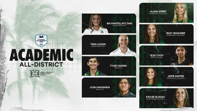 9 UH athletes and CSC Academic All District graphic