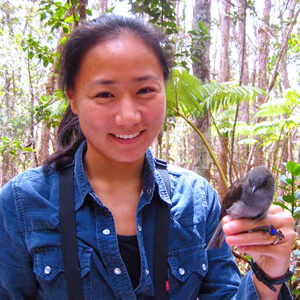 Wu with bird on her hand