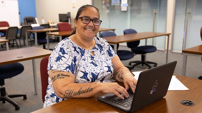 woman working on laptop
