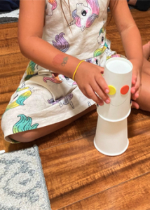child playing with a game