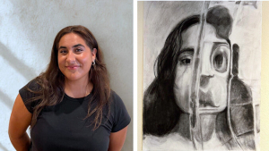 artist and her drawing