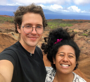 2 people taking selfie