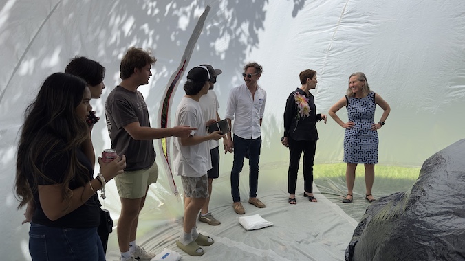 people inside inflatable