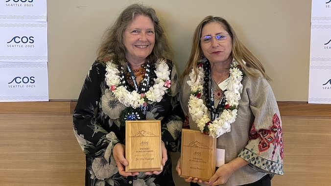 Pascua and Hasager hold their awards