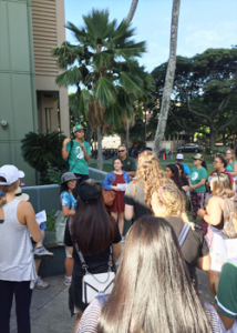 Person leading a tour