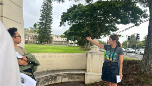 Person leading a tour