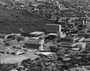 Aerial photo of Mānoa campus, 1971