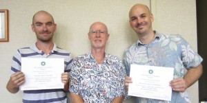 Photo of Bischoff and Schoonmaker with Whitten Prize certificates given by Dr. Crookes