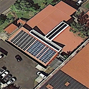 Rooftop solar array on the Student Housing building