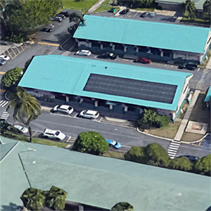 Solar panels on the roof of the Vocational Training Building