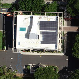 View of the roof or the Law School Clinical Builiding