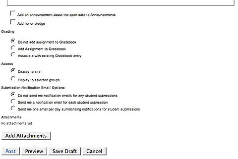 Laulima Assignments Tool, add part 2