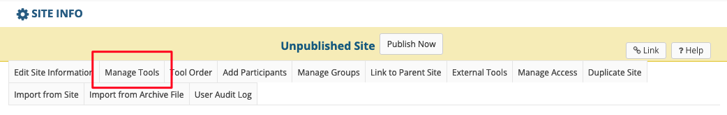 Site Info->Mangage Tools