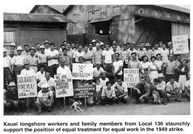 dock workers picketing on Kauai in '49